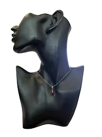 10K Yellow Gold 0.02 cttw Diamond and Garnet Pendant, 18"