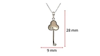 10K White Gold Mother of Pearl and Diamond Key Pendant