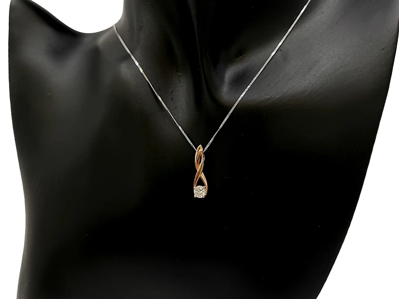 10K White and Rose Gold 0.30cttw Diamond Pendant,  18"