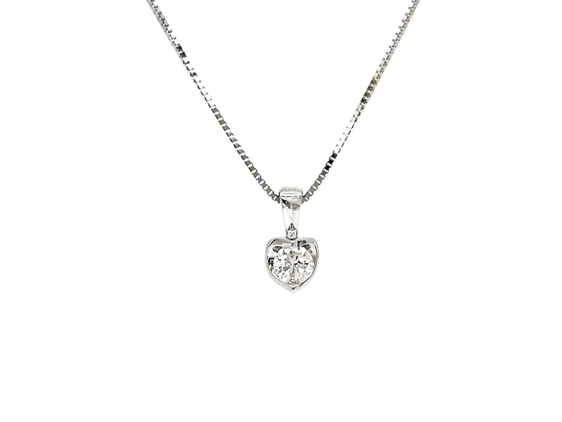 10K White Gold 0.30cttw Canadian Diamond Solitaire Pendant, 18"