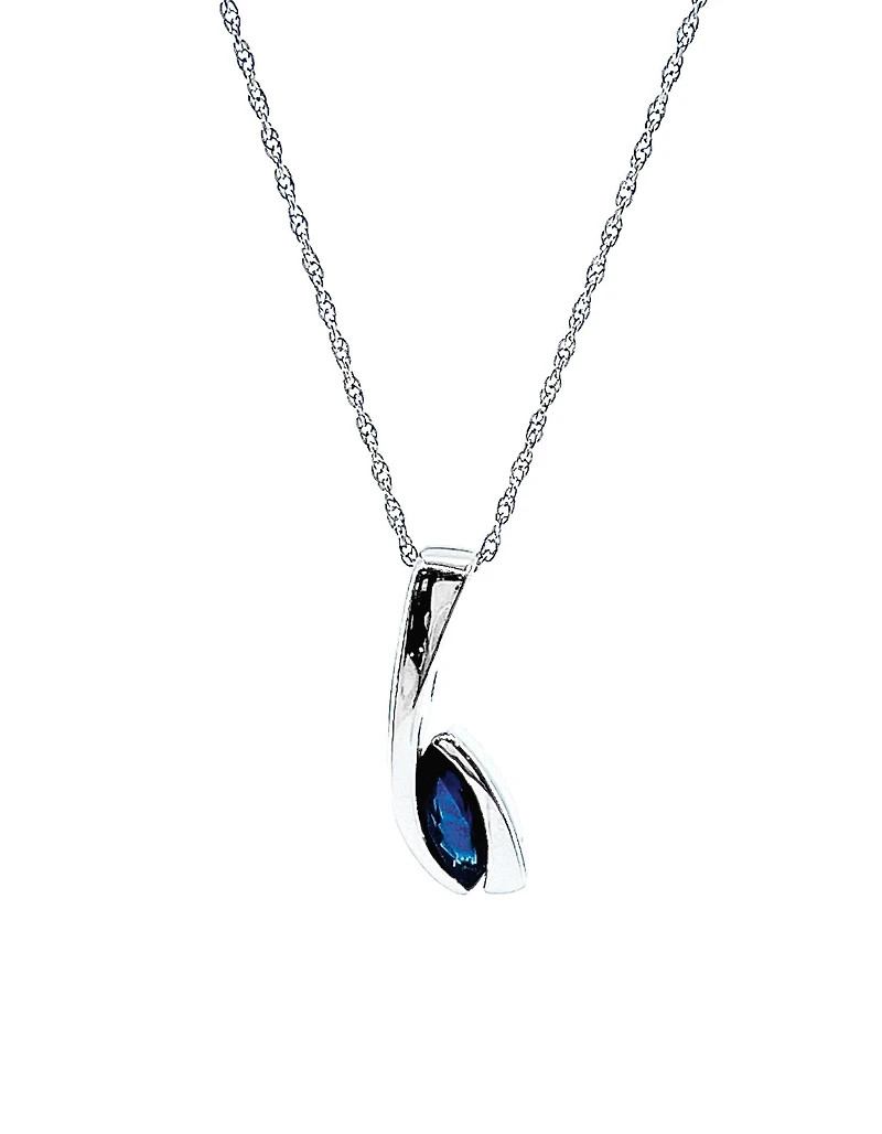 10K White Gold Genuine Sapphire Pendant