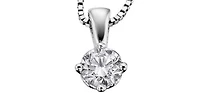 14K White Gold 0.10cttw Round Cut Canadian Diamond Pendant, 18”