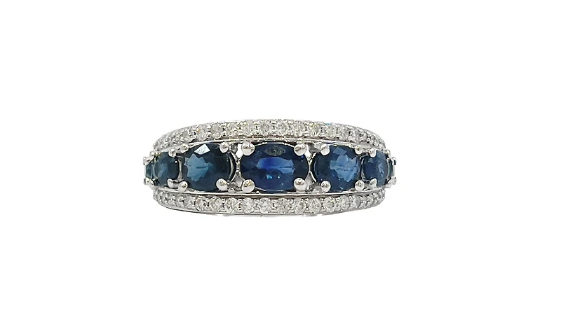 10K White Gold Sapphire and Diamond Ring