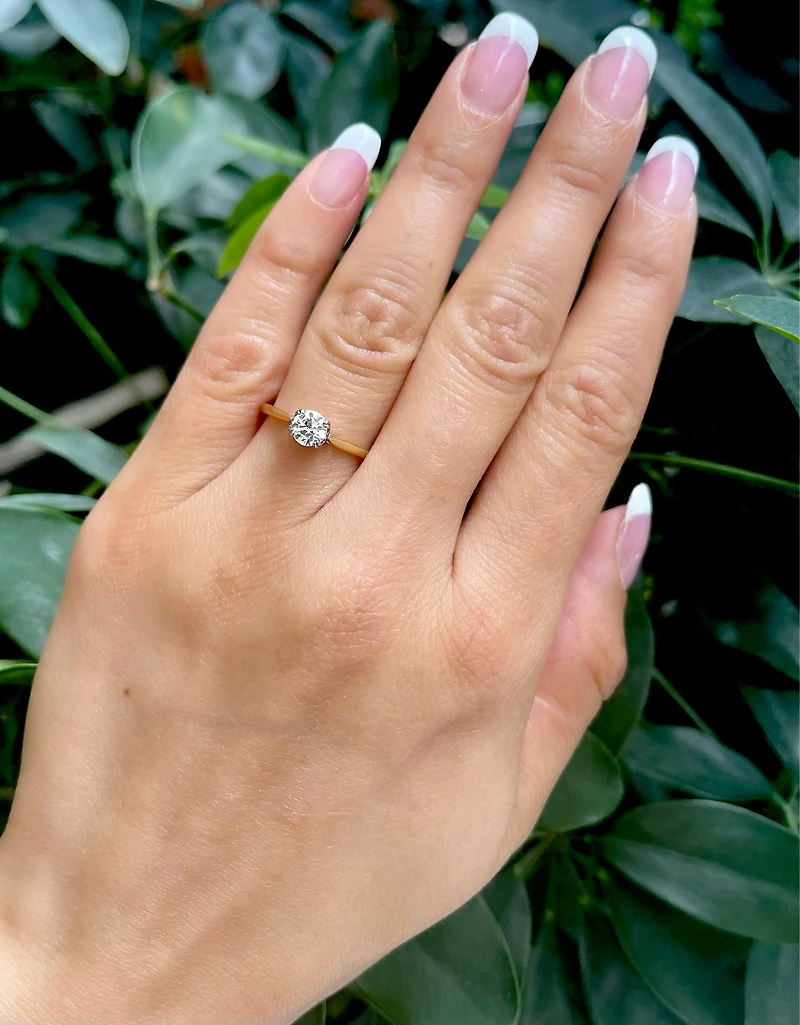 18K Yellow and Palladium Gold 0.536cttw Canadian Diamond Ring - Size 6.25