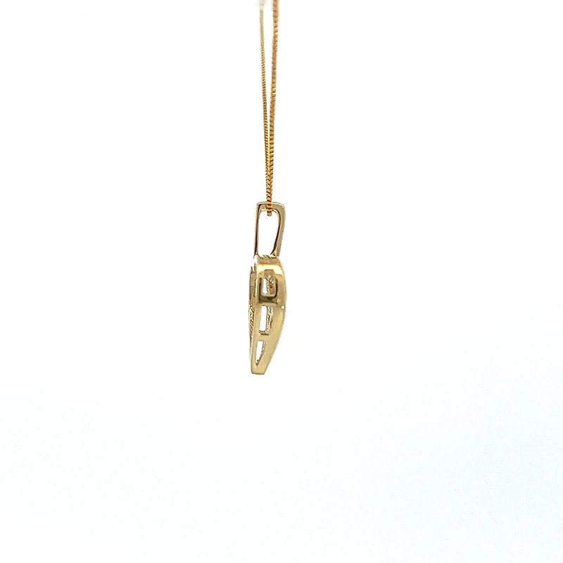 10K Yellow Gold 0.02 cttw Diamond "Mom" Heart Pendant, 18"