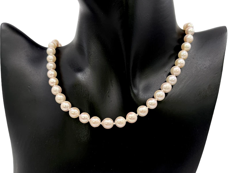7-7.5mm White Cultured Pearl Strand with 14K White Gold Pearl Clasp