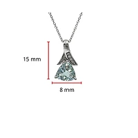10K White Gold Aquamarine and 0.02cttw Diamond Pendant, 18"