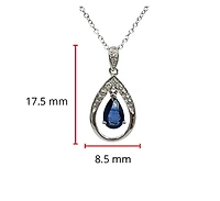 10K White Gold Sapphire and Diamond Pendant, 18"
