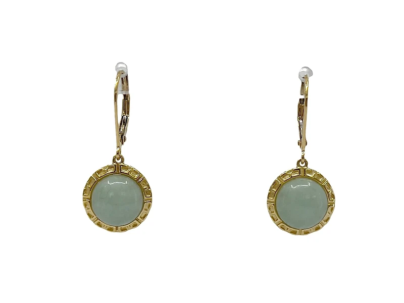 10K Yellow Gold 5.5cttw Jade Earrings