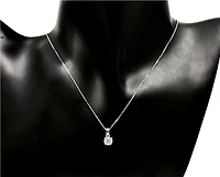 10K White Gold 0.10cttw Diamond Solitaire Pendant, 18"