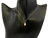 10K Yellow Gold 7x5mm Oval Cut Opal and Round Cut Pink Tourmaline Pendant - 18 Inches