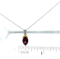 10K White & Yellow Gold Garnet and Diamond Pendant, 18"