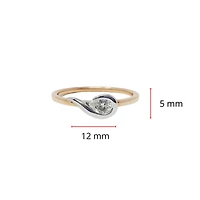 10K White & Rose Gold 0.20cttw Pear Cut Diamond Ring, size 6.5