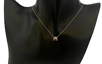 14K Yellow Gold Ruby, Pink Sapphire, White Topaz and Diamond Necklace, 18"