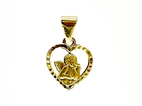 10K Yellow Gold Heart Shaped Angel Charm