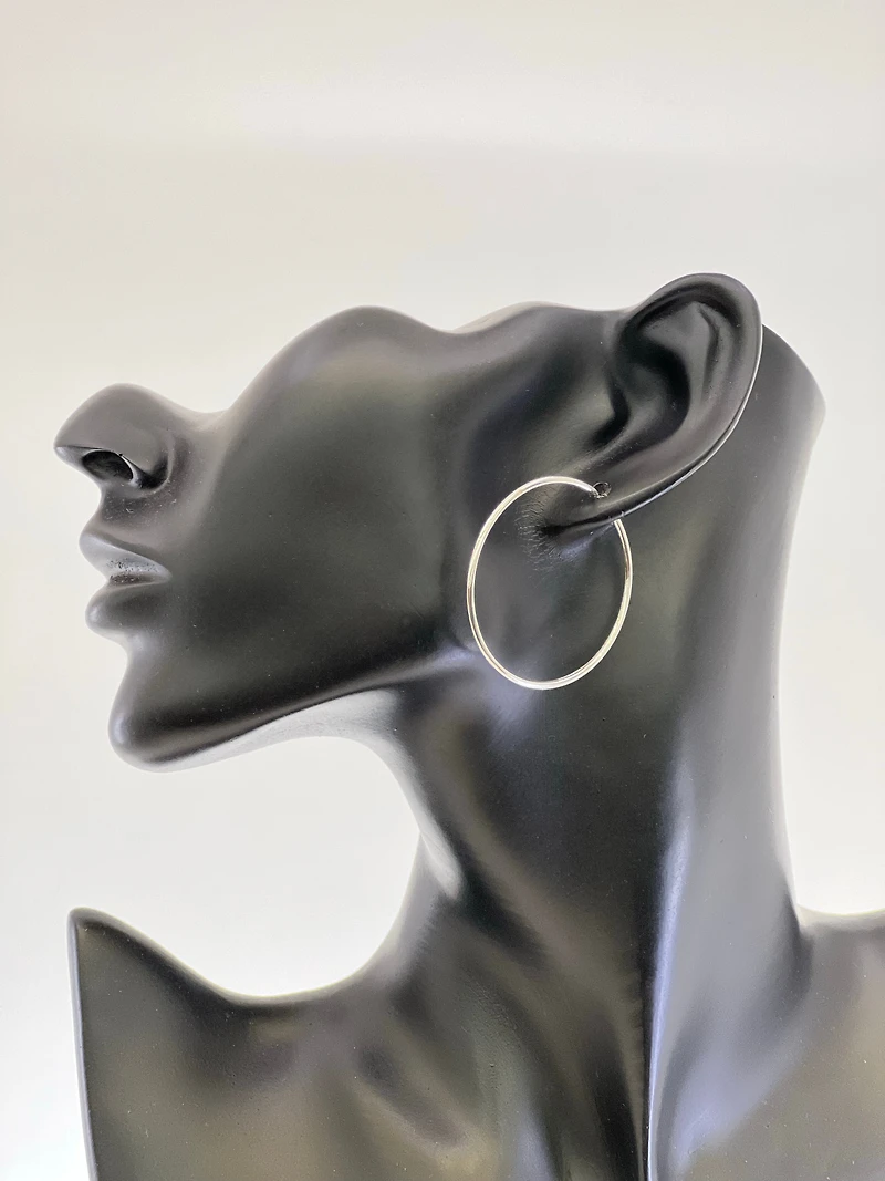 10K White Gold 42mm Sleeper/Keeper/Hoop Earrings