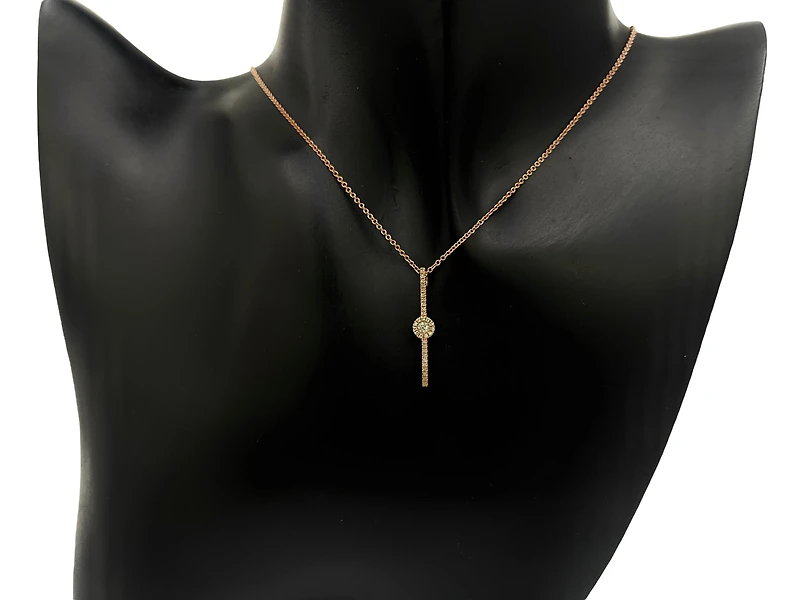 14K Rose Gold 0.13cttw Diamond Pendant, 18"
