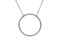 18K White Gold 0.50cttw Diamond Circle Pendant, 18"