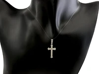 925 Sterling Silver 23mm x 13mm Patterned Flat Cross Charm