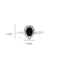 10K White Gold 0.60cttw Genuine Pear Shaped Sapphire and 0.16cttw Diamond Ring