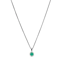 10K White Gold Emerald Pendant, 18"