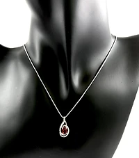 925 Sterling Silver Garnet & Diamond Necklace