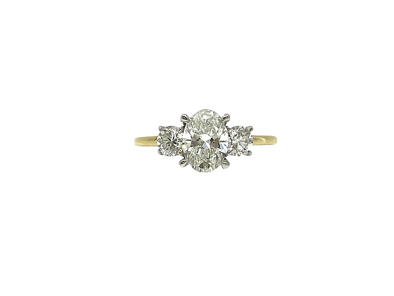 14K Gold 1.55cttw Lab Grown Diamond 3 Stone Ring - /