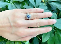 14K White Gold 1.60cttw Genuine Sapphire and 0.70cttw Diamond Ring, size 6.5