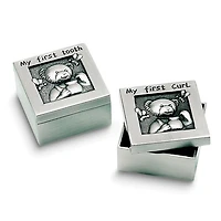 Pewter Finish Teddy Bear First Tooth and First Curl Set