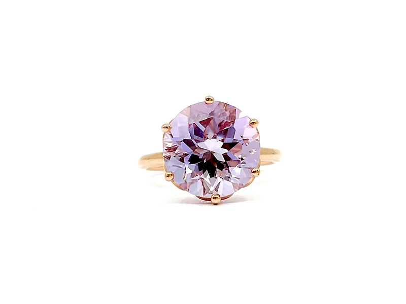 10K Rose Gold 5 carat Genuine Lilac Amethyst Ring, size 6.5