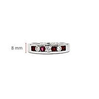 10K White Gold Ruby & Diamond Band-Size 6.5
