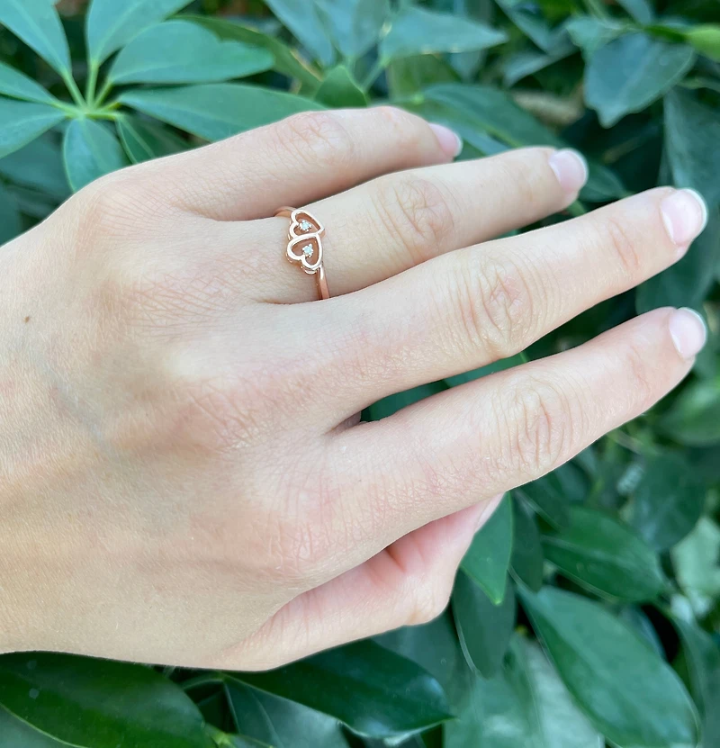 10K Rose Gold 0.01cttw Round Cut Diamond Ring, size 5.75 - 4.5
