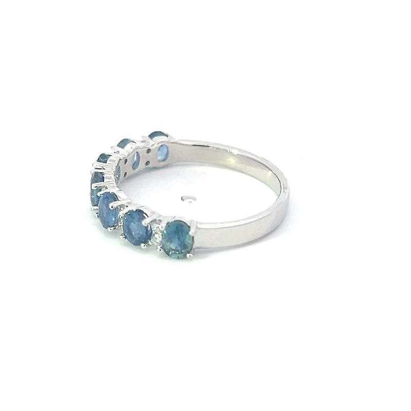 10K White Gold Sapphire & Diamond Ring, size 6.5 - 4.5