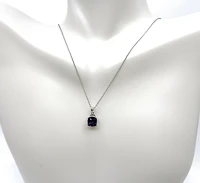 10K White Gold 6mm Cushion Cut Created Alexandrite & 0.01cttw Diamond Pendant, 18"