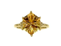 10K Yellow Gold 3.00cttw Genuine Citrine & 0.07cttw Diamond Ring - 4.5