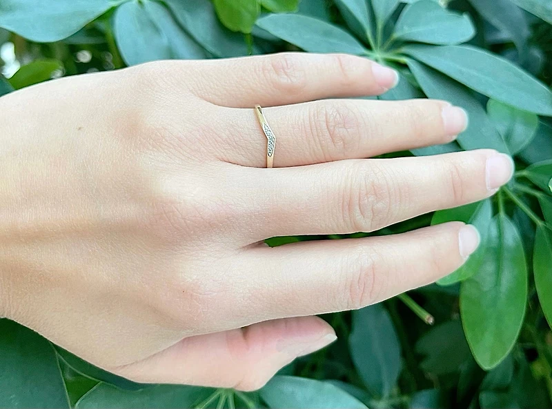 10K Yellow Gold Diamond 0.015cttw Ring, Size 6.5