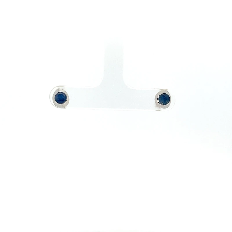 10K White Gold 4mm Sapphire Earrings