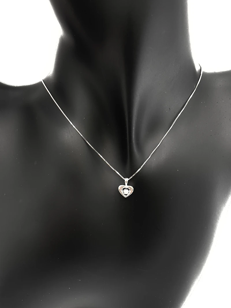 10K White Gold 0.01cttw Round Cut Diamond Pendant, 18"