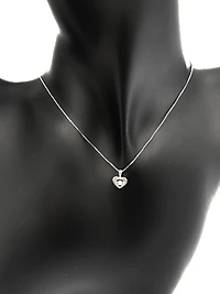 10K White Gold 0.01cttw Round Cut Diamond Pendant, 18"