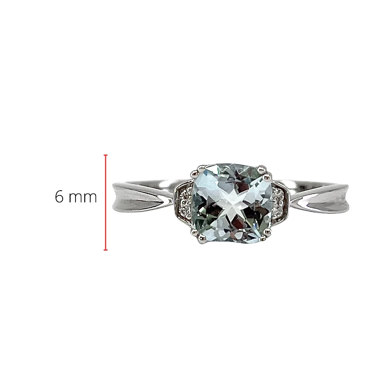 10K White Gold 0.80cttw Aquamarine & 0.02cttw Diamond Ring, size 7