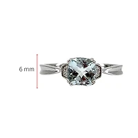 10K White Gold 0.80cttw Aquamarine & 0.02cttw Diamond Ring, size 7
