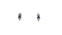 14K White Gold 0.31cttw Lapis Lazuli and 0.07cttw Diamond Stud Earrings