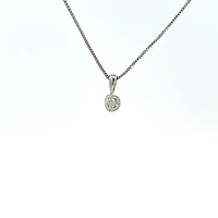 10K White Gold 0.04 cttw Diamond Solitaire Mezza Luna Pendant, 18"