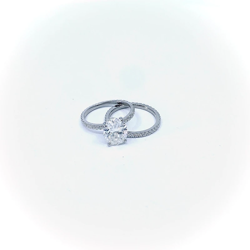Moissanite Engagement & Wedding Band Set - 4.5