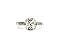 14K White Gold 0.77cttw Diamond Halo Engagement Ring,  6