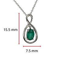 10K White Gold 0.40cttw Oval Cut Emerald Pendant, 18"