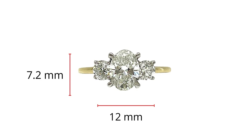 14K Gold 1.55cttw Lab Grown Diamond 3 Stone Ring - /