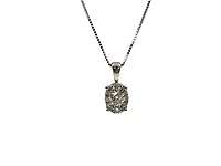 10K White Gold 0.23 cttw Diamond Oval Shaped Necklace, 18"