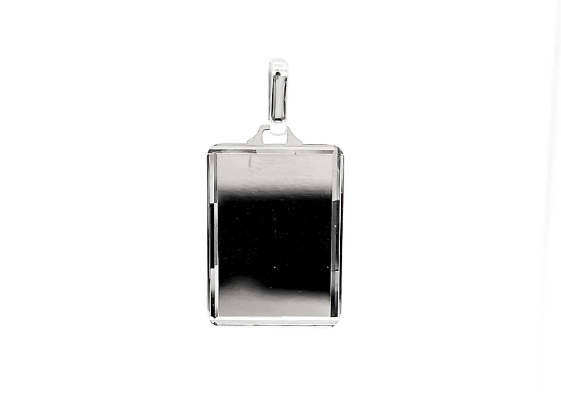 10K White Gold Diamond Cut Engravable Plate Charm - 18x13mm