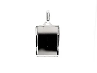 10K White Gold Diamond Cut Engravable Plate Charm - 18x13mm